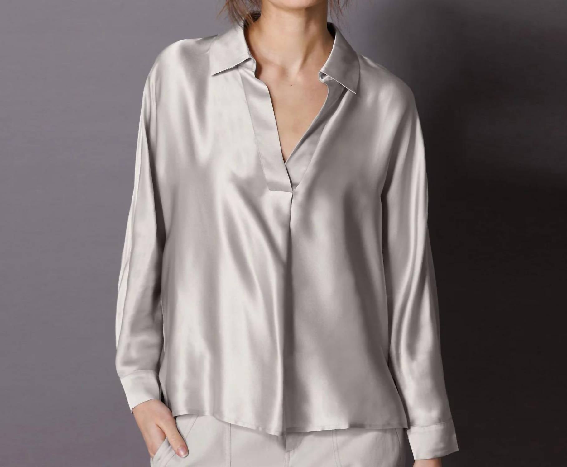 Go by Go Silk Go Ease Up Top in sand - women's blouse