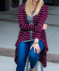 Hawthorne - Stripe Ribbed Cascade Cardigan
