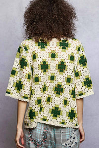 Pol - Round Neck Short Sleeve Crochet Top
