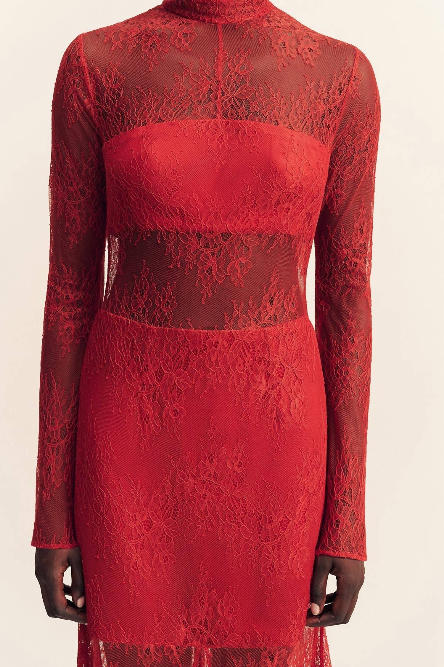 Shona Joy - Labyrinth Lace High Neck Maxi Dress