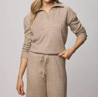 Splendid Sweatersoft Quarter Zip Sweater in light cedar heather - women's sweater