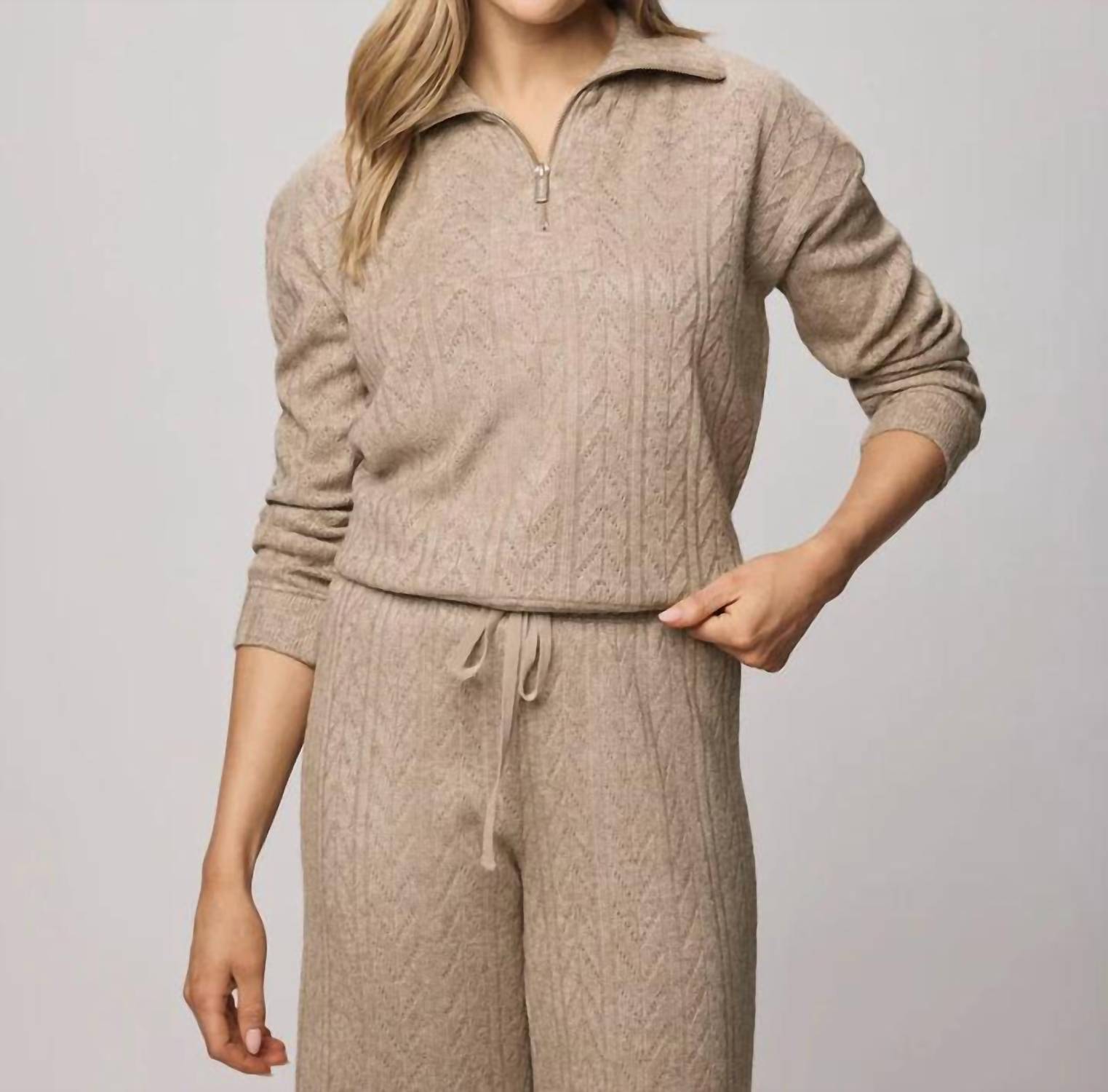 Splendid Sweatersoft Quarter Zip Sweater in light cedar heather - women's sweater