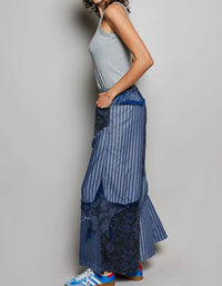 POL Bohemian Stripe Star Patchwork Pants in blue - women's jeans - view 5