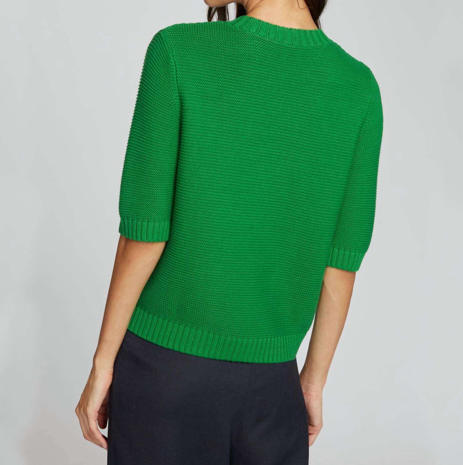 Autumn Cashmere Button Front Elbow Sleeve Jacket in clover - women's sweater - alternate view