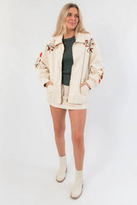 Veveret - Autumn Blooms Embroidered Denim Jacket