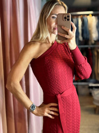 Aurora - Gia One Shoulder Long Sleeve Knit Dress
