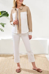 Tribal - Long Sleeve Button Front Color Block Jacket