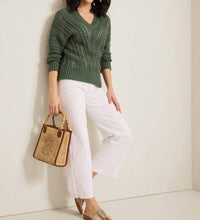 Tommy Bahama - Beachy Cotton Open-stitch V-neck Sweater