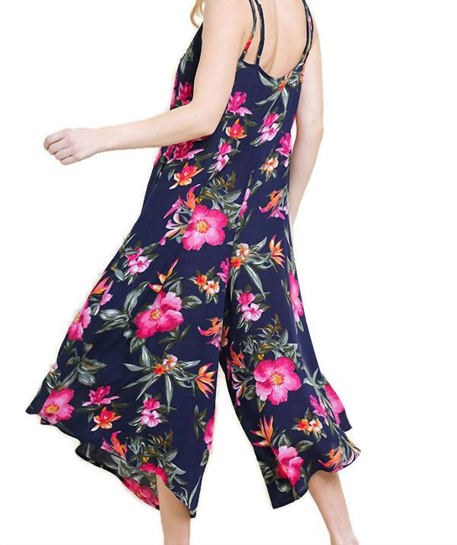 umgee Blooming Beauty Floral Jumpsuit in navy - women's pants - view 5