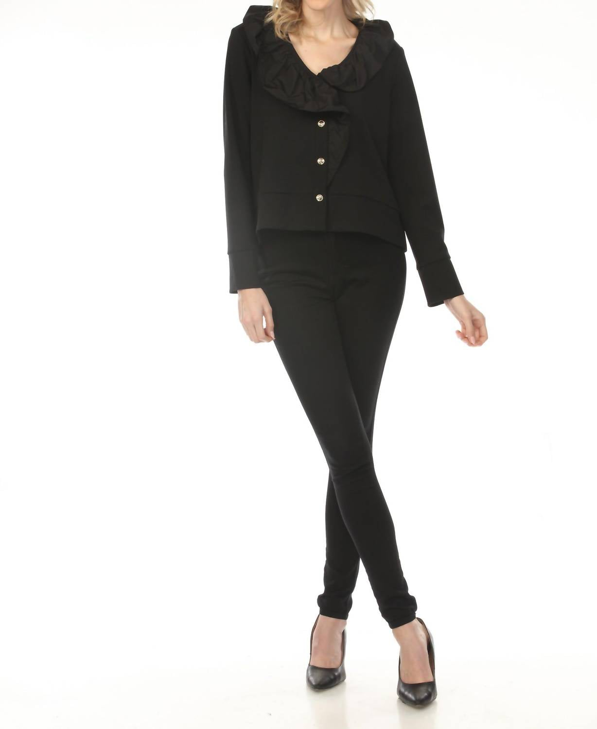 Joseph Ribkoff - Ruffled Collar Long Sleeve Jacket