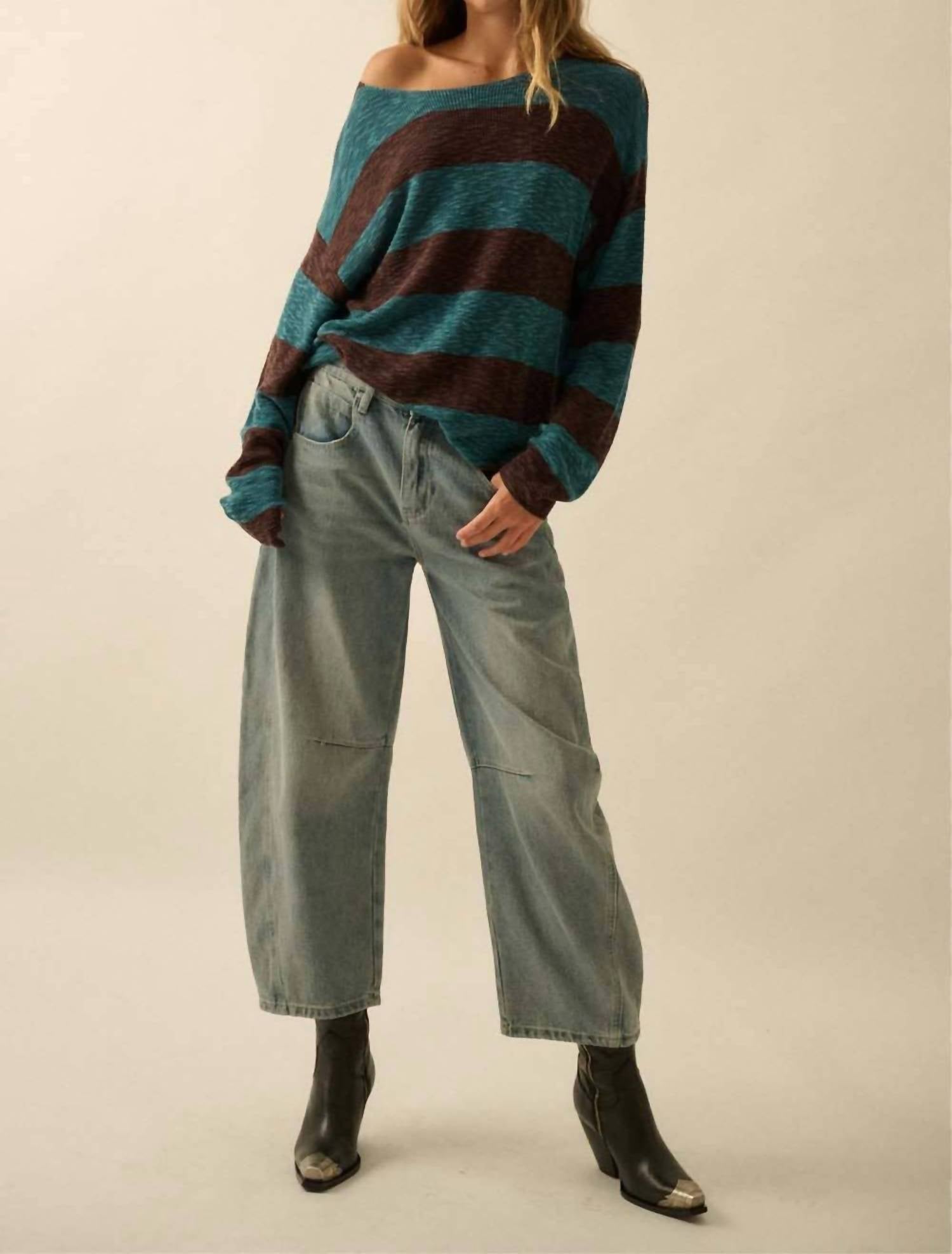 Promesa - Striped Ribbed-knit Sweater
