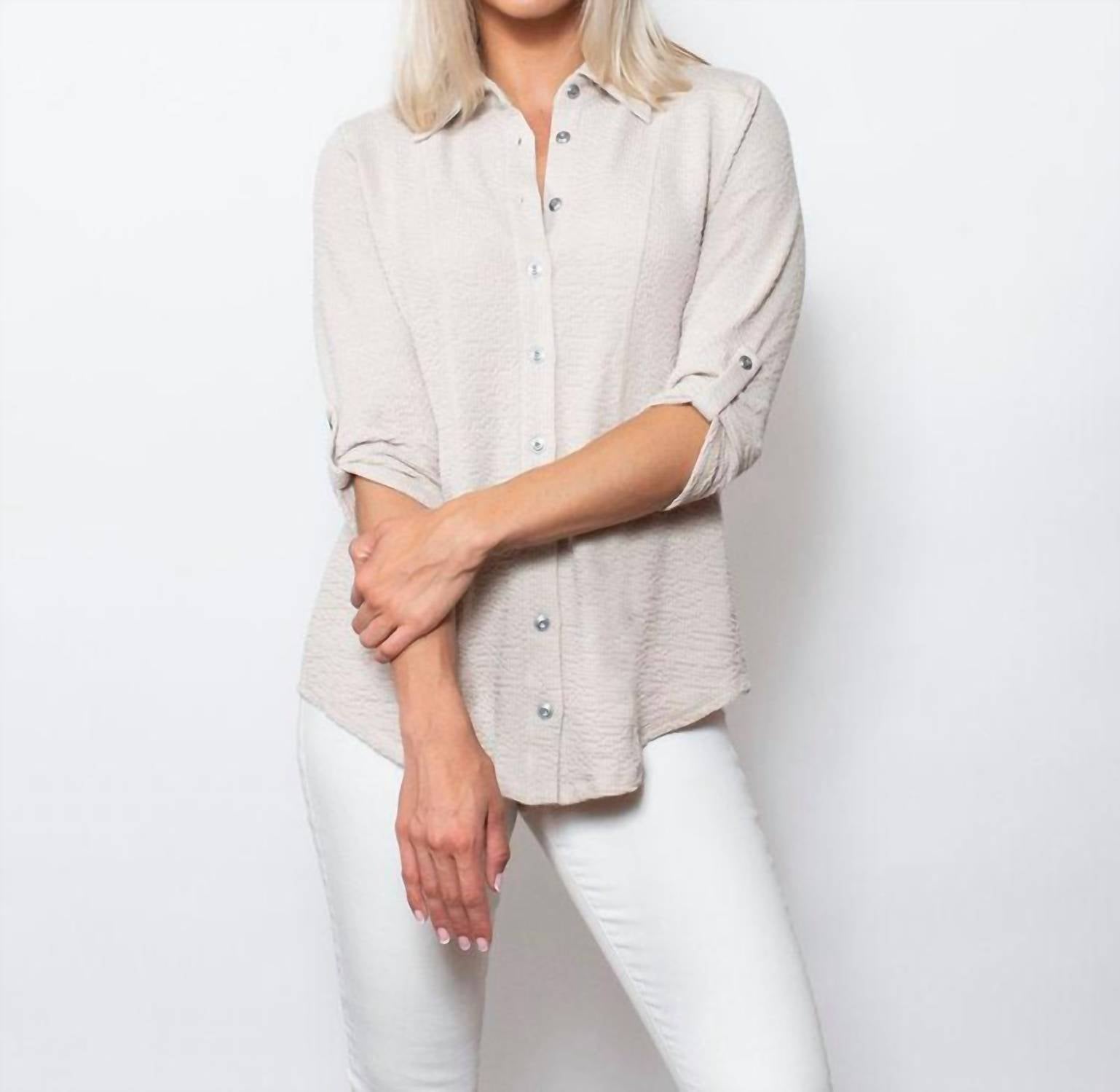 Sno Skins - Seersucker Knit Matching Thread Button Shirt