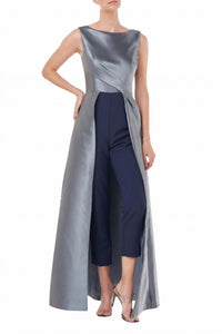 Kay Unger - Pleated Walk Through Twill Stretch Crepe Pant Jumpsuit