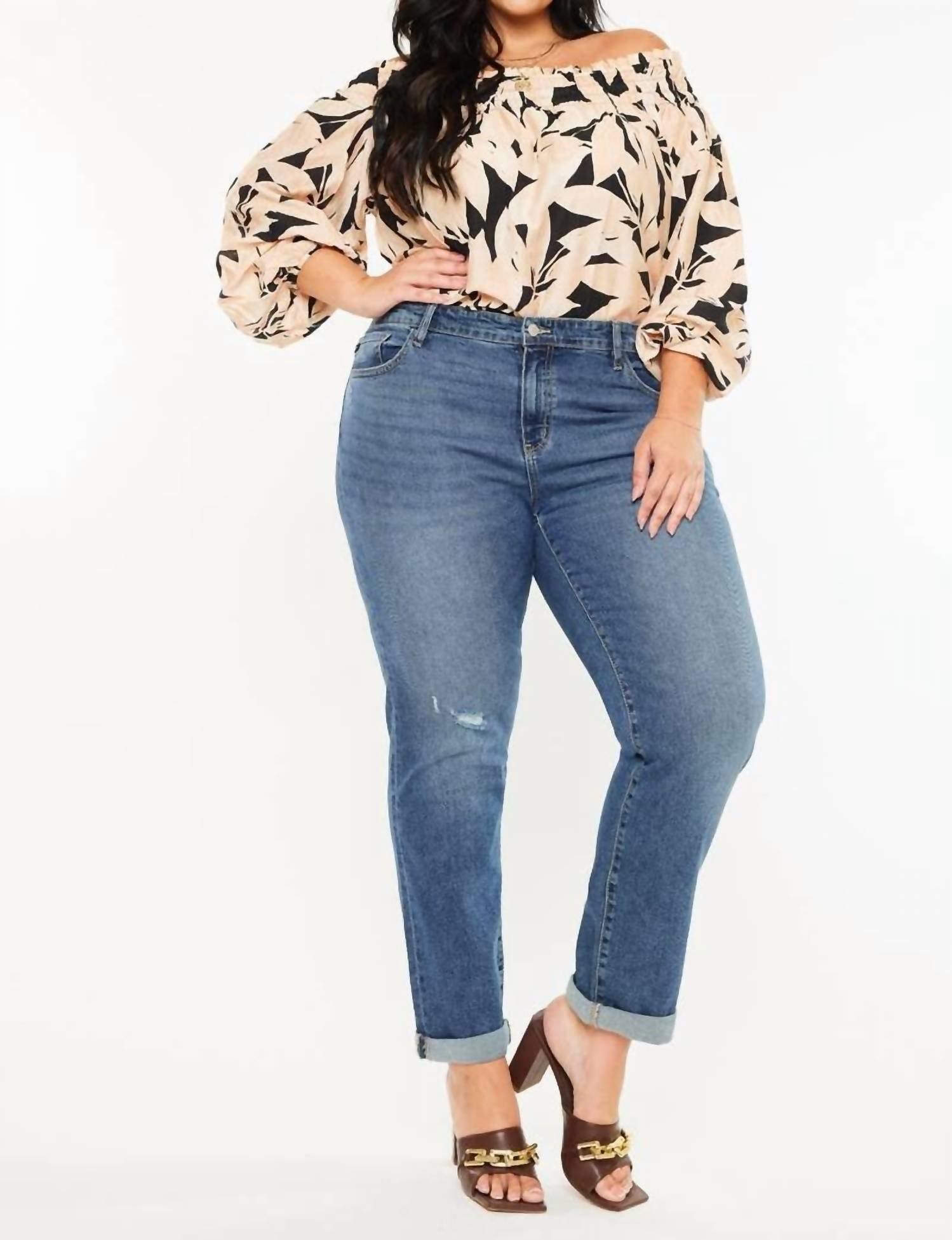 Kancan - Mid Rise Slim Boyfriend Jeans - Plus