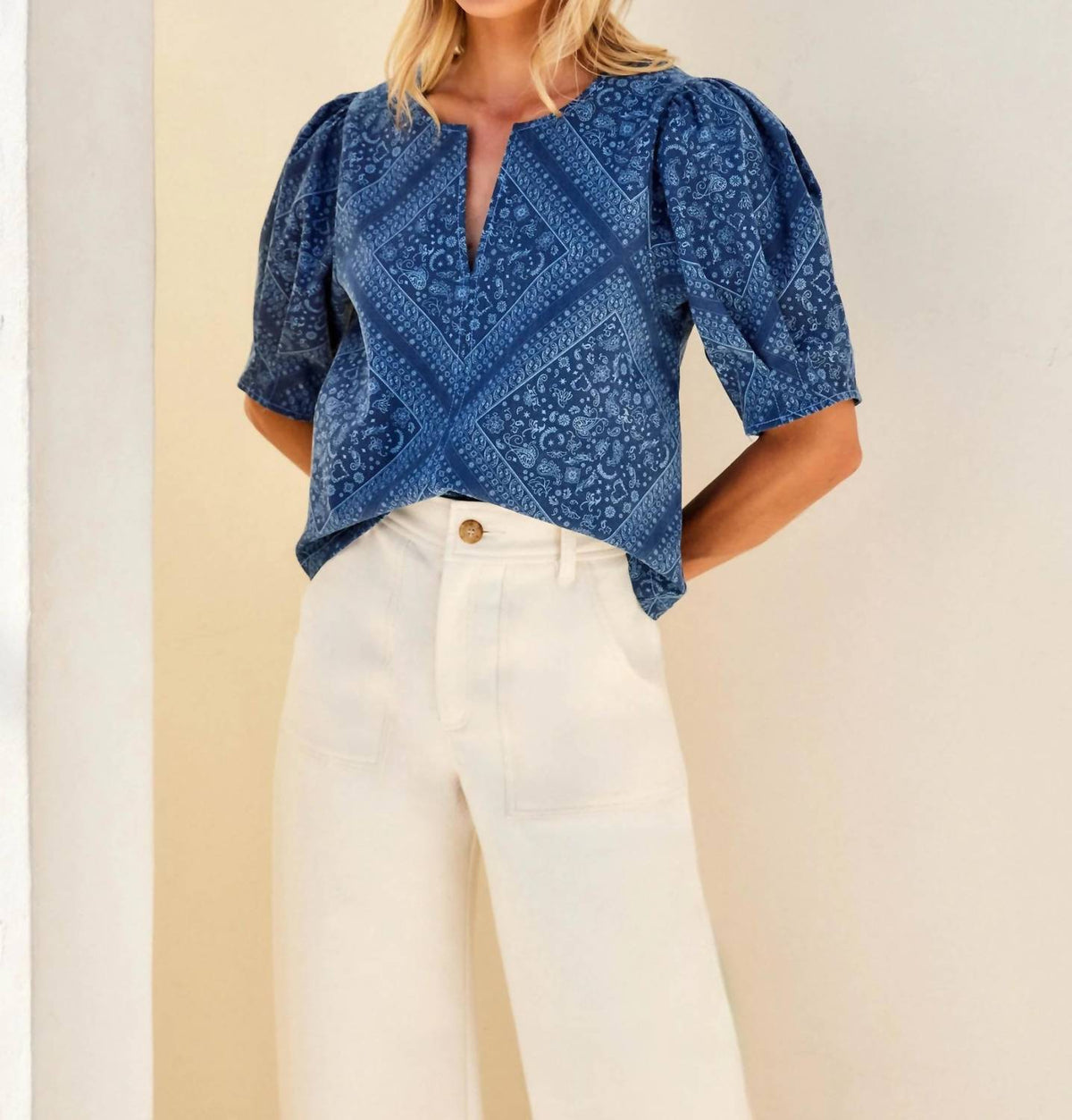 Fifteen Twenty - Women's Puff Sleeve Blouse