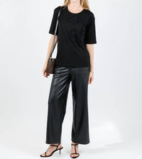 Leo Ugo - Ines Floral Bead Detail Short Sleeve Tee