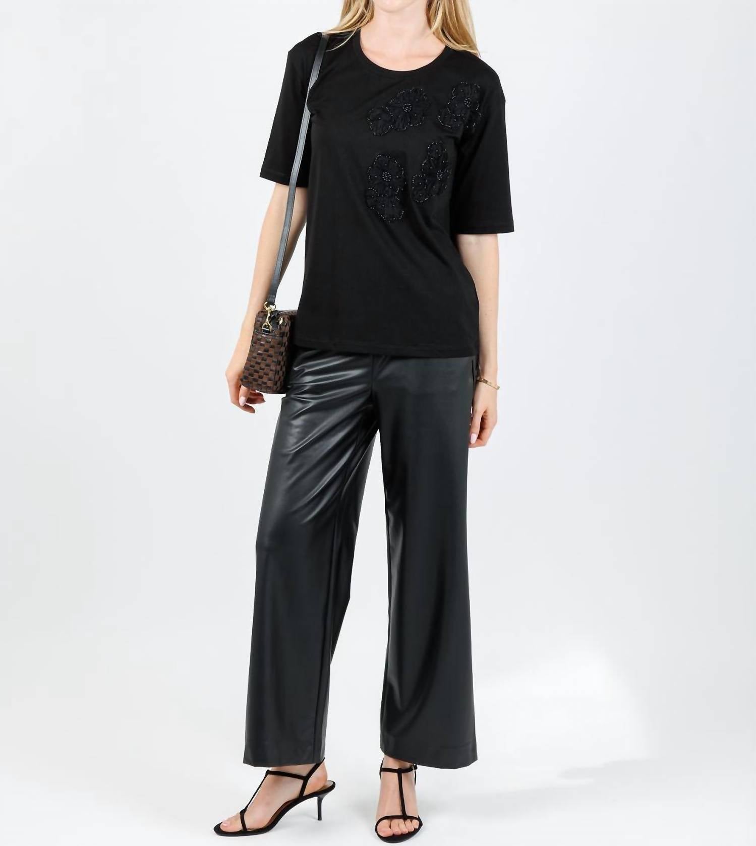 Leo Ugo - Ines Floral Bead Detail Short Sleeve Tee
