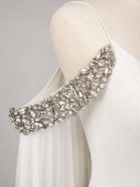 Sherri Hill Plunging V-neck Embellished High Slit Gown in ivory - women's dress - alternate view
