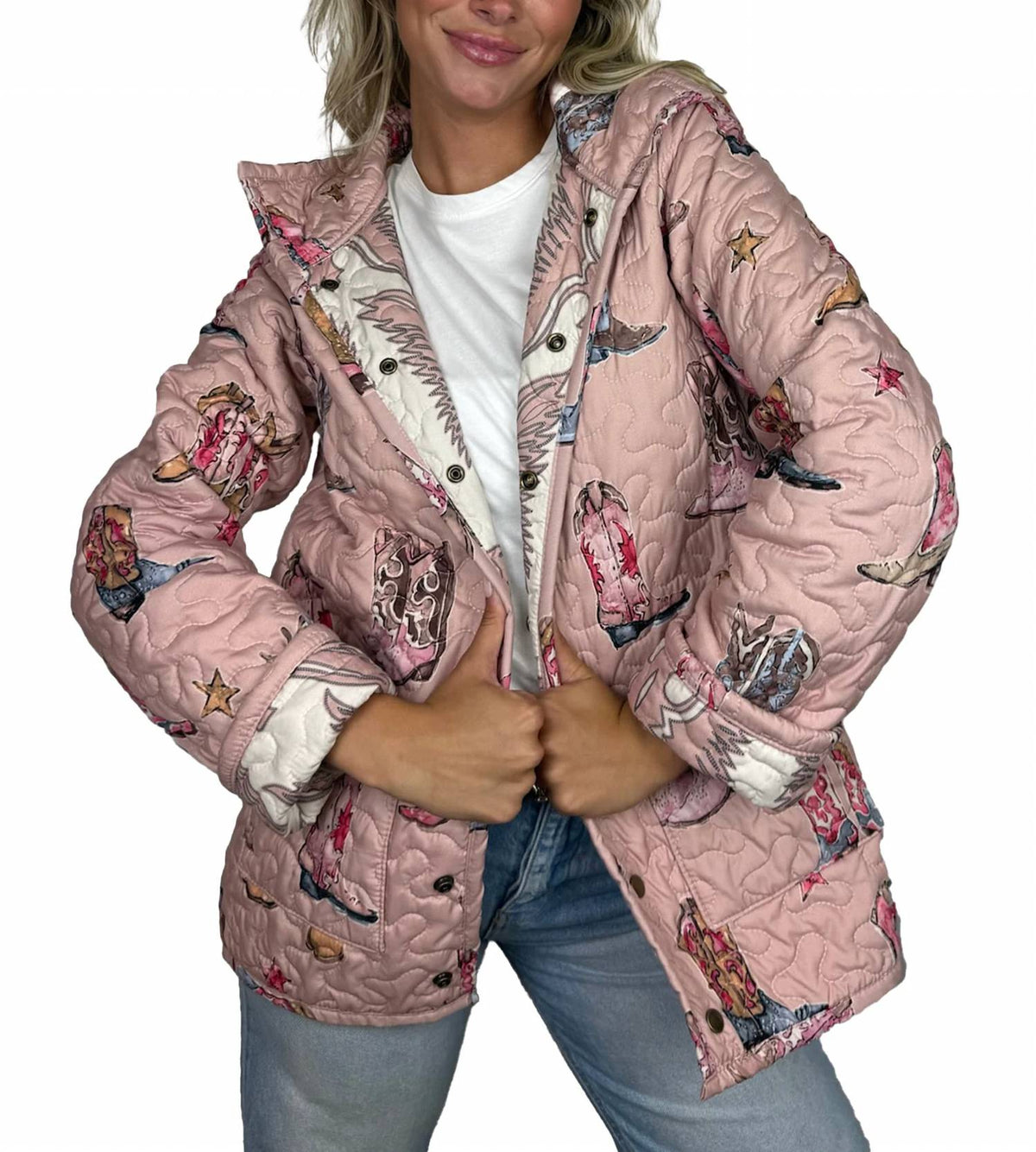Ida Mae Home - Thunderbird Boots Quilted Snap Jacket