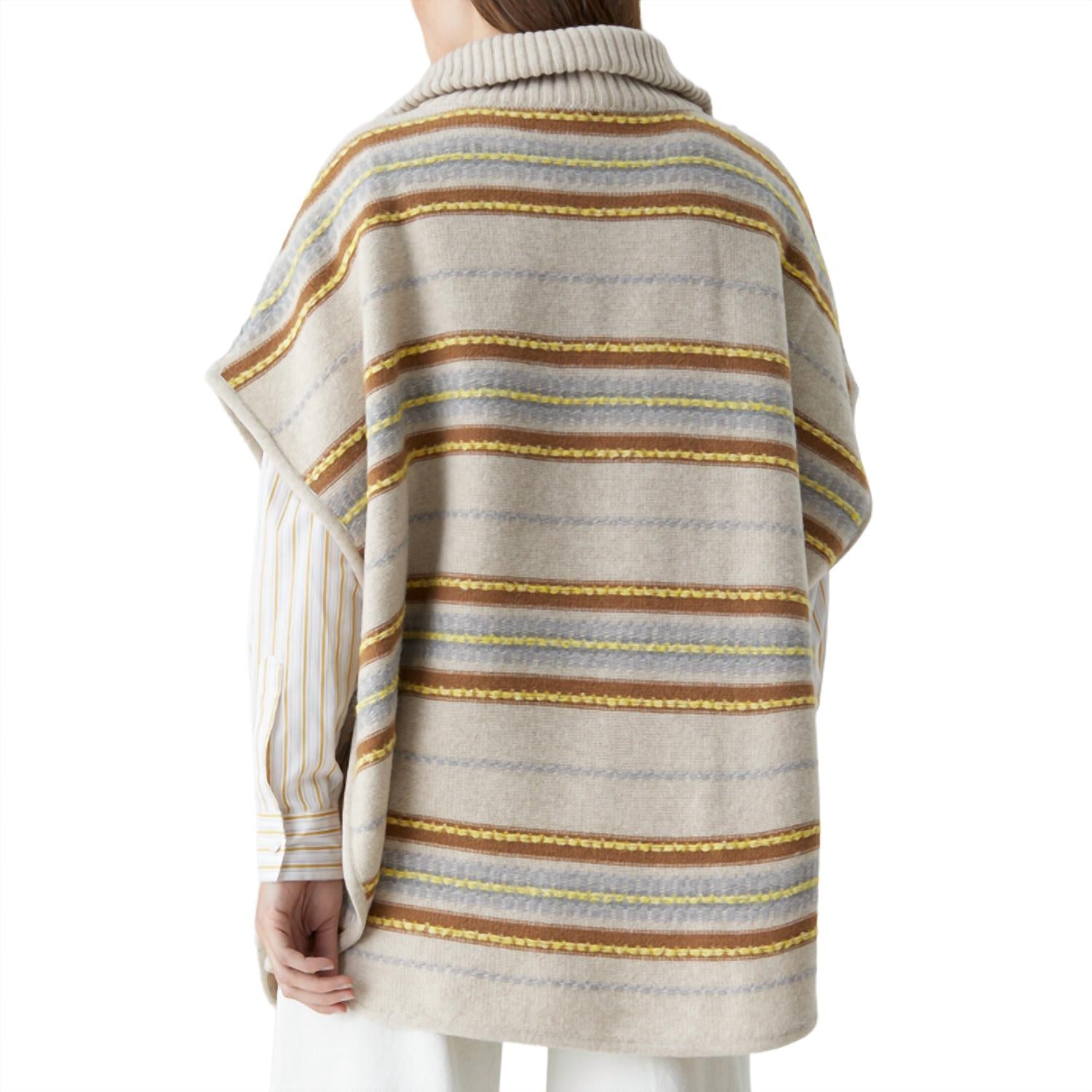 CLOSED Women's Turtle Neck Poncho in nude - women's sweater - detail view