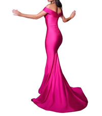 JESSICA ANGEL Off the Shoulder Gown in fuchsia - women's dress - detail view