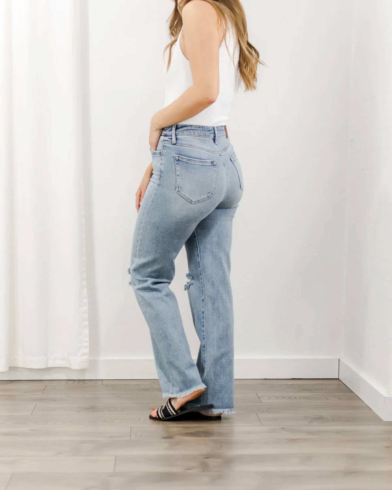Hidden - Straight Distressed Stretch Jeans