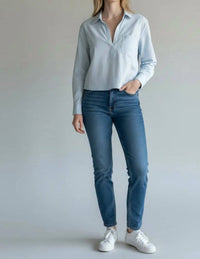 Elan - V-neck Collared Top