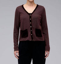 cut loose Marble Sweater Cardigan Top in cola - women's cardigan