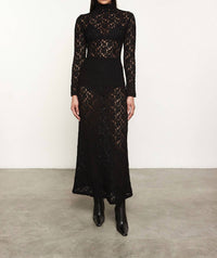 Enza Costa - PUCKERED LACE MOCK NECK DRESS