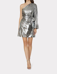 LINDEN PLEATED LAME DRESS