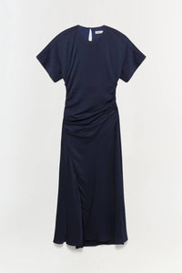JONATHAN SIMKHAI Marabella Short Sleeve Draped Midi Dress in midnight - women's dress - view 6