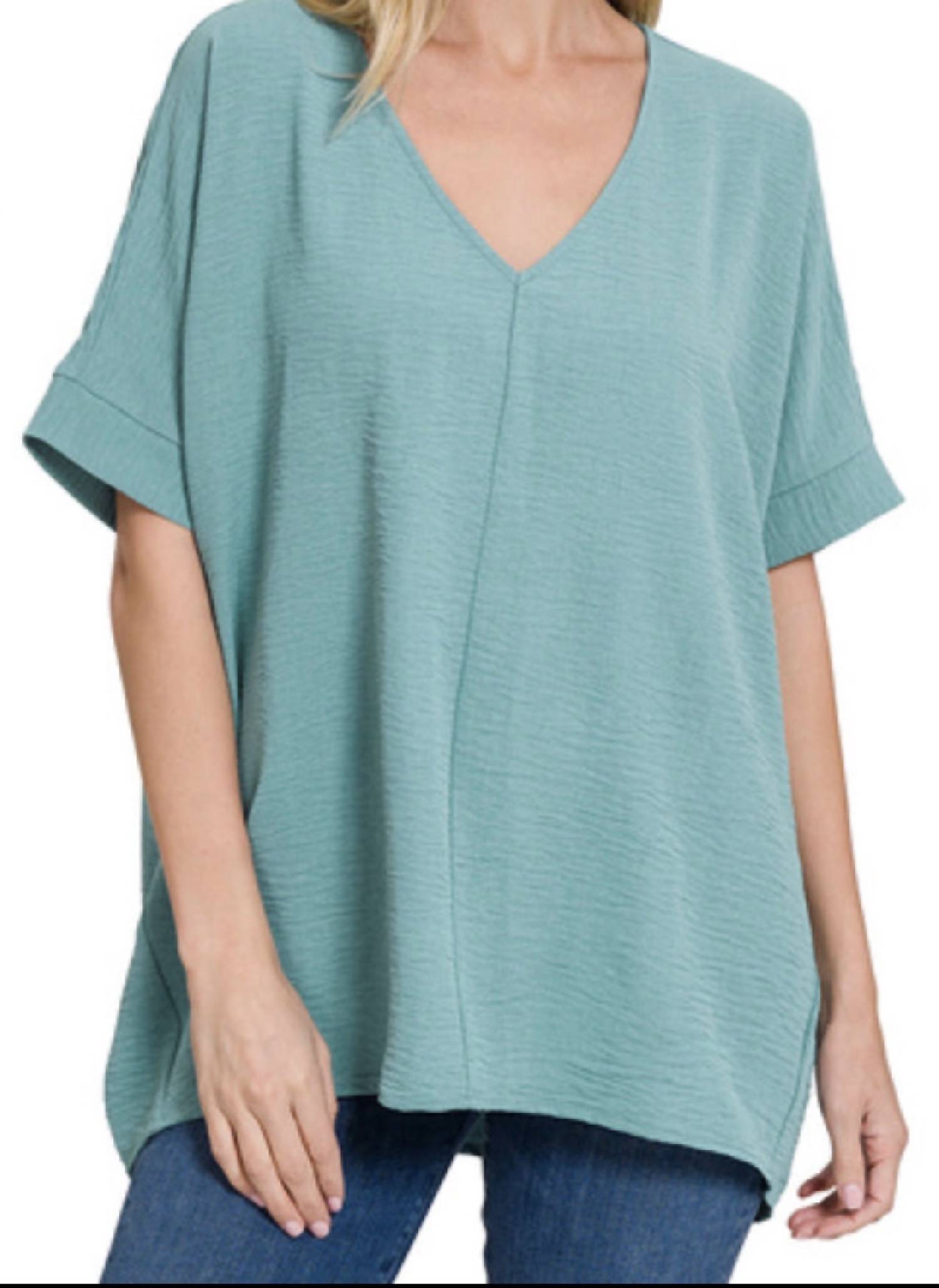 ZENANA Lenny Loose Top in green - women's blouse