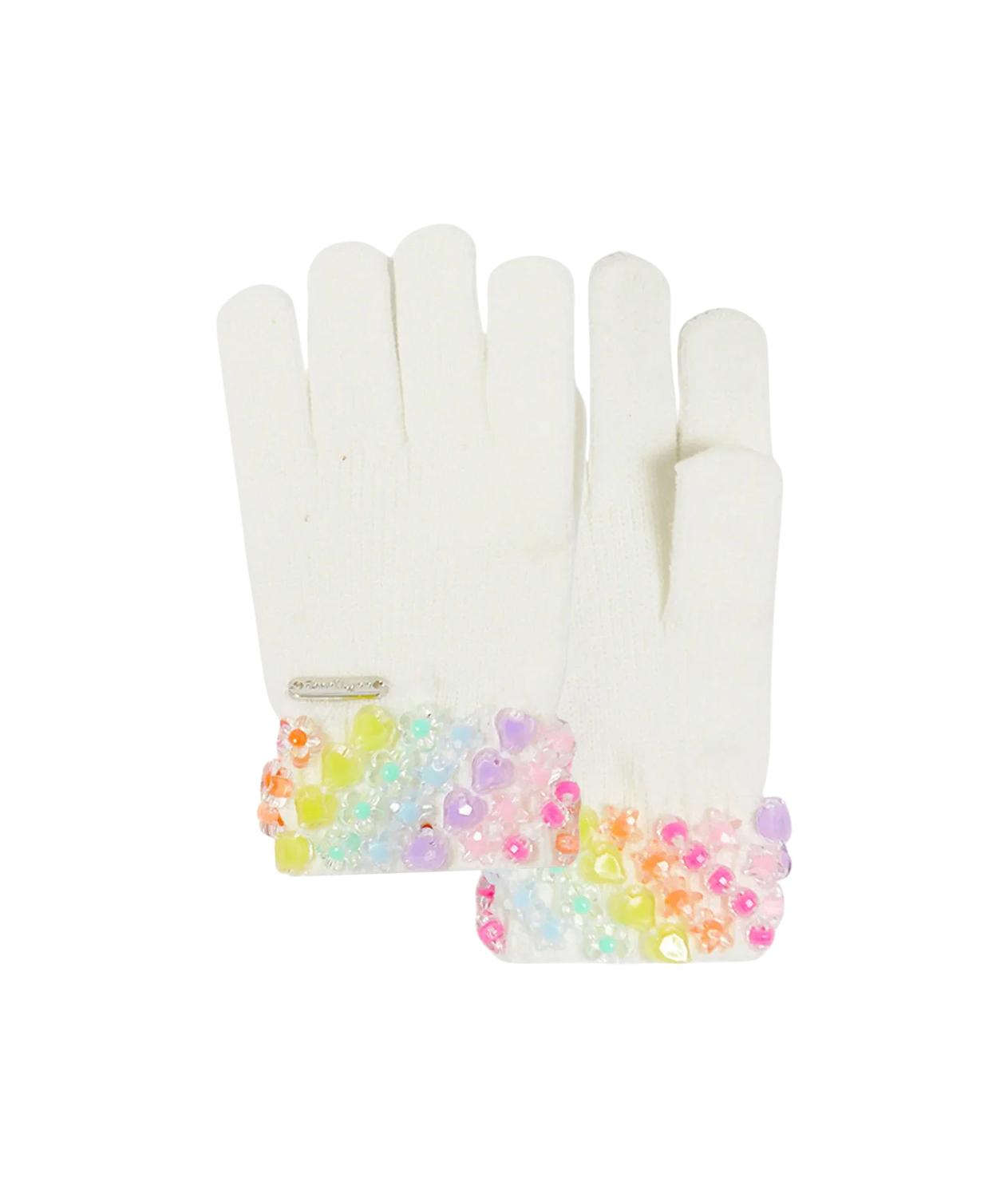 Bari Lynn Kid's Cutie Charm Winter Gloves in ivory - kids' accessory