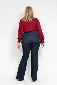 Judy Blue - High Waist Raw Hem Flare Jeans - Plus