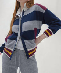 Naked Cashmere Rugby Bomber Jacket in husky mult - women's jacket - alternate view