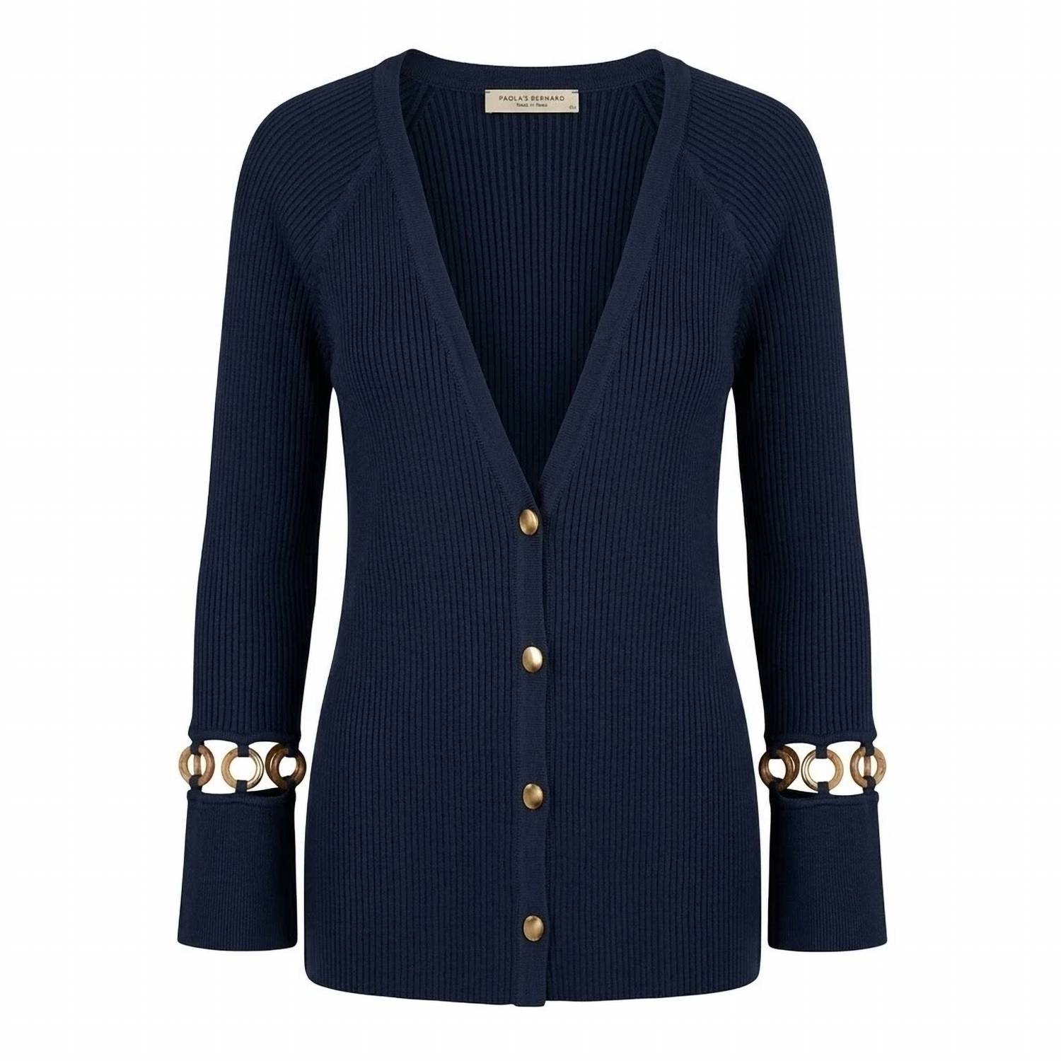 PAOLA BERNARDI Women's Beatriz Cardigan in navy - women's cardigan