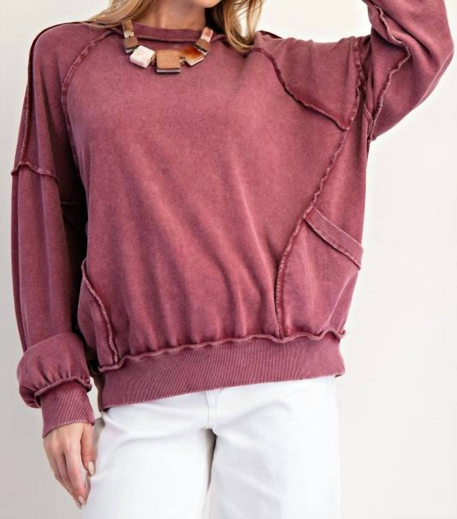 Easel - Cut Out Mineral Washed Pullover