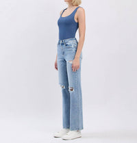 Lovervet - High Rise Distressed Straight Jeans