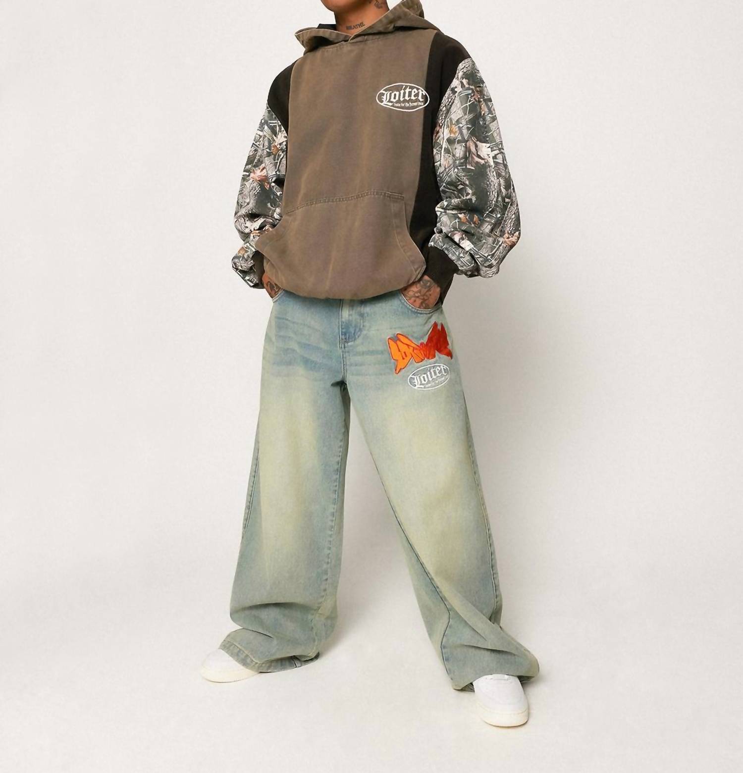 Loiter Splinter Camo Oversized Hoodie in brown - men's shirt - view 4