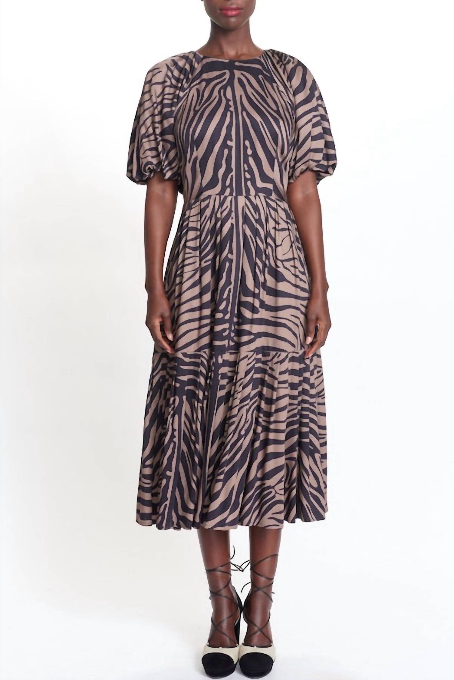Walnut Zebra Midi Dress L