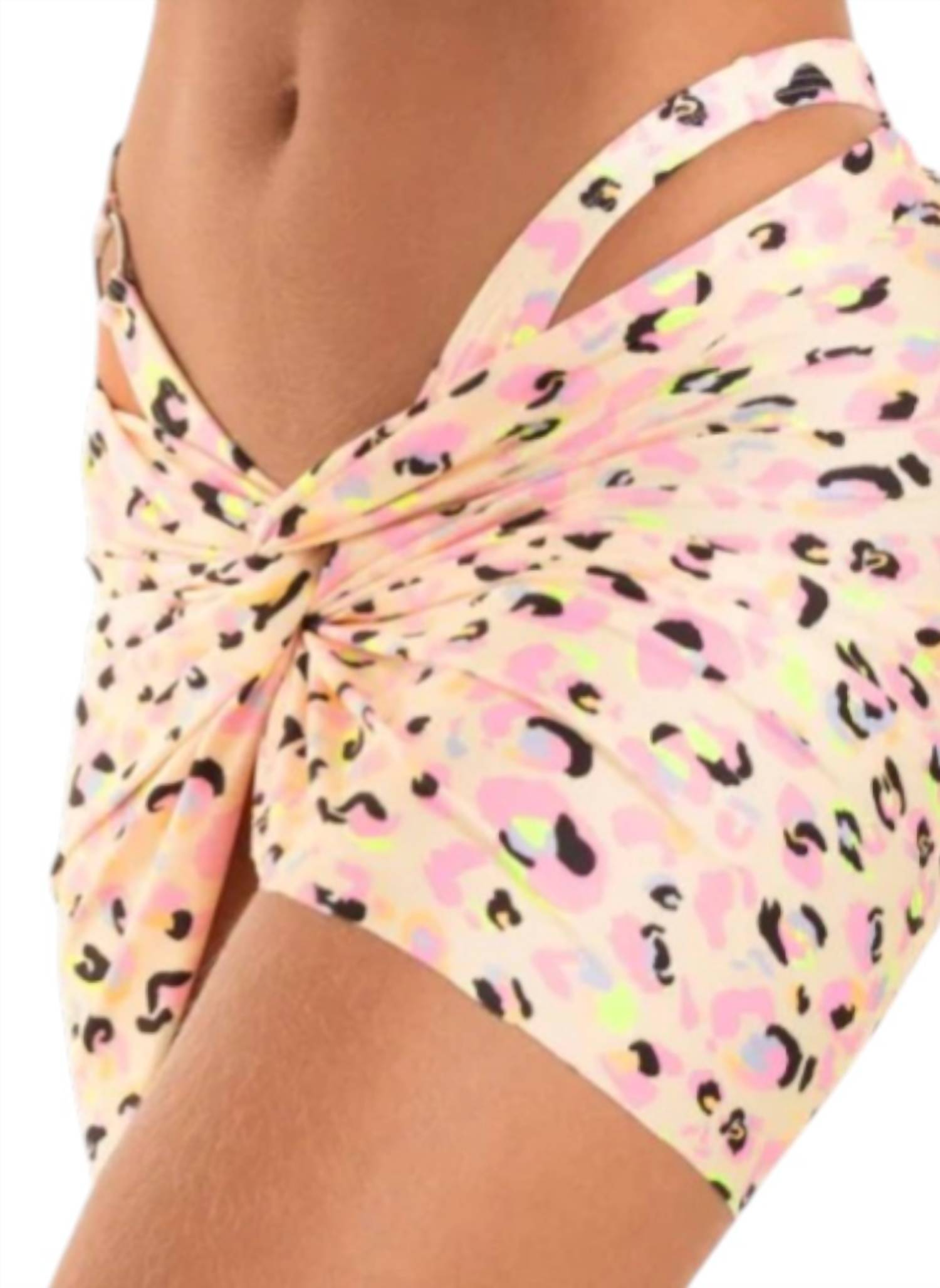 Wild & Pacific Bright Bikini Skirt in pastel jaguar - women's swimwear - detail view