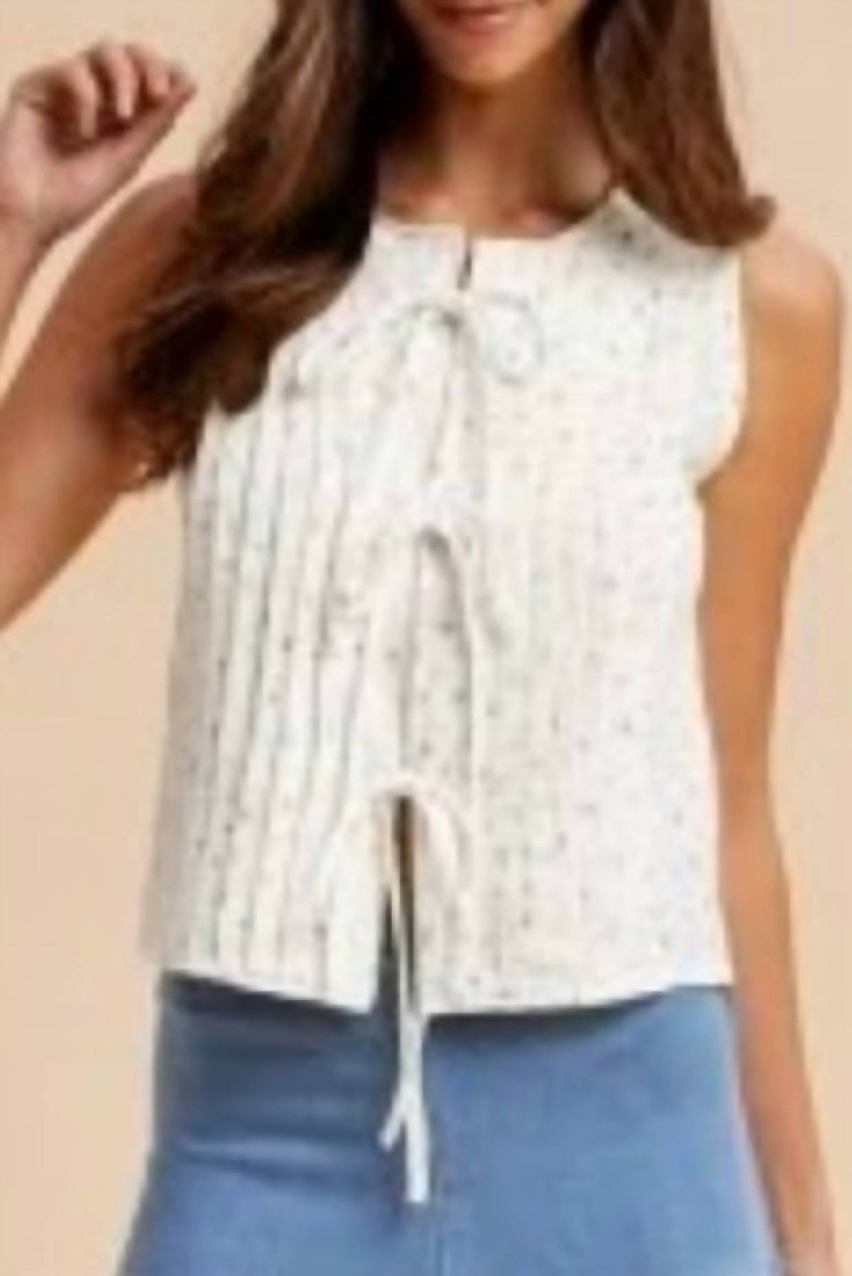 Anniewear - Ditsy Floral Cotton Blouse With Front Tie