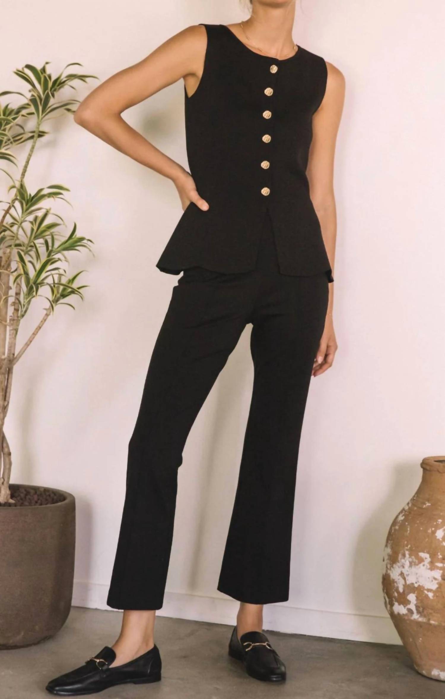 Skies Are Blue - Kick Flare Cropped Dress Pants