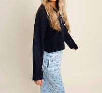 Mimosa Sutton Classic Cardigan in navy - women's cardigan - alternate view