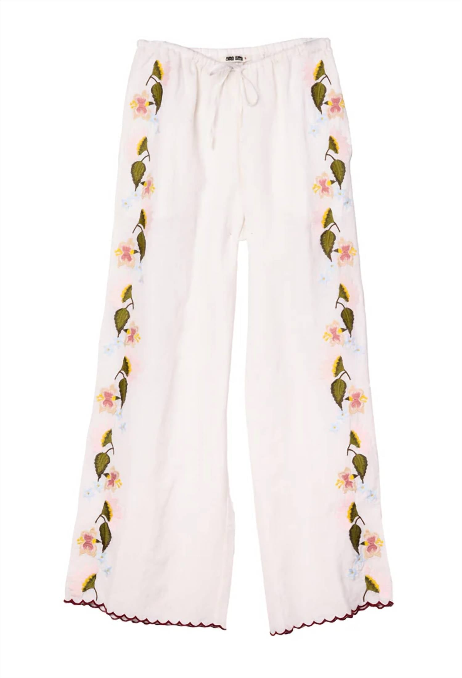 Ciao Lucia - Ermmano Embroidered Linen Pant