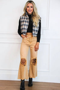 Vervet By Flying Monkey - Leslie Distressed High Waisted Crop Flare Jeans