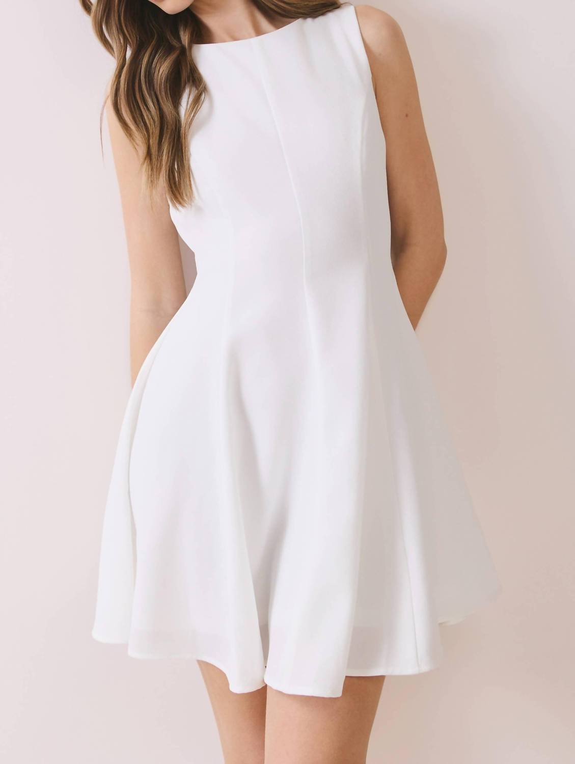 TCEC Solid Sleeveless Mini Dress in white - women's dress