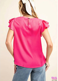 Kori - Cap Ruffle Sleeve Top - Plus