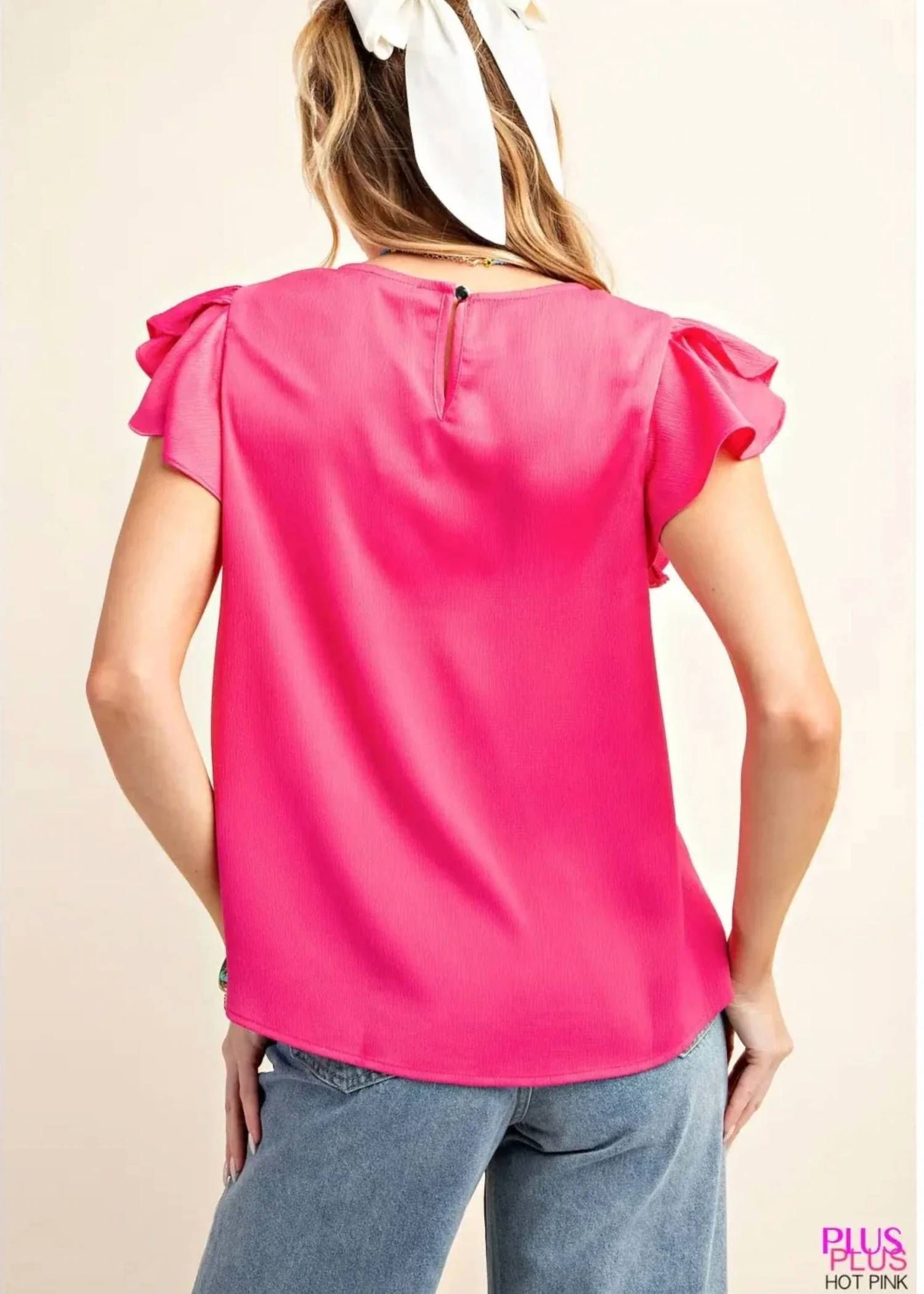 Kori - Cap Ruffle Sleeve Top - Plus