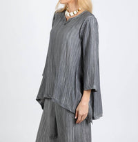 Ozai N Ku Aida V-neck Tunic in grey - women's shirt - alternate view
